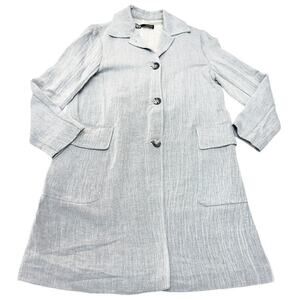 Zara Light Wash Button Down Linen-Cotton Blend Long Sleeve Dress Size Small